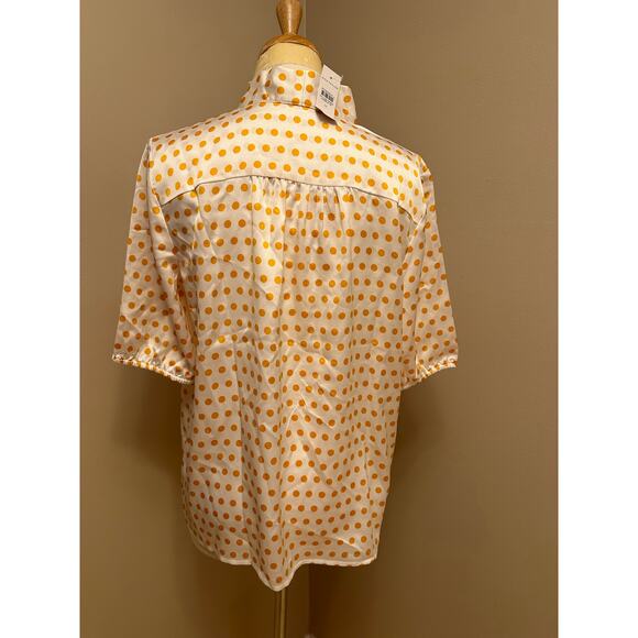 NWT Ann Taylor Dotted Half Placket Tie Neck Blouse Sz Medium - Picture 5 of 8